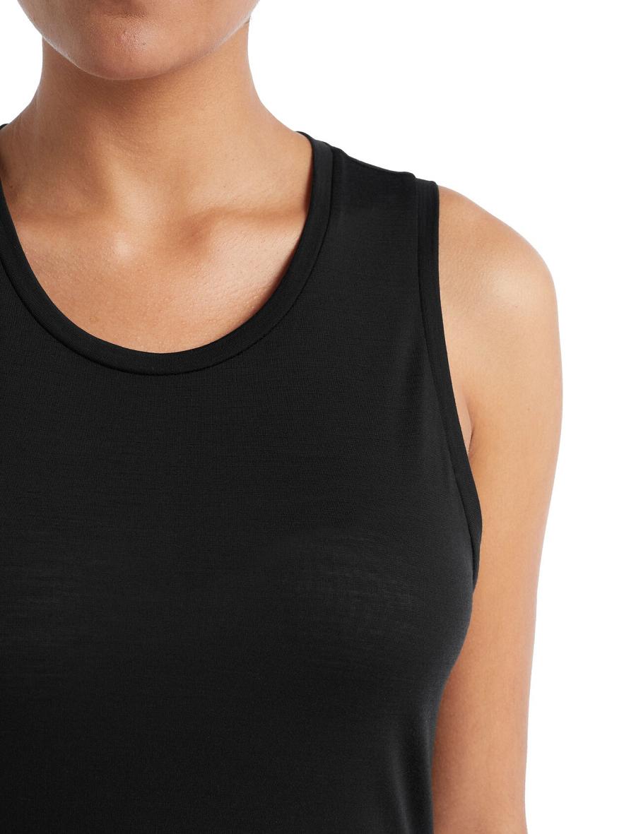 Women's Icebreaker Merino Sphere II Tank T Shirts Black | CA 1375LISH